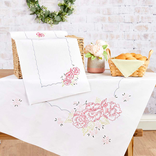 Herrschners Olivia Topper & Runner Stamped Embroidery