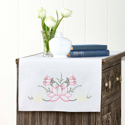 Herrschners Polly Dresser Scarf Stamped Embroidery