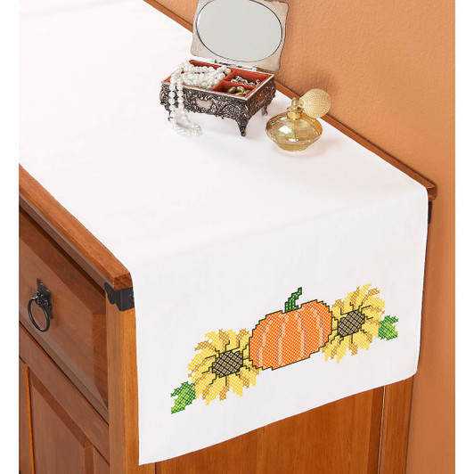 Herrschners Harvest Time Dresser Scarf Stamped Cross-Stitch