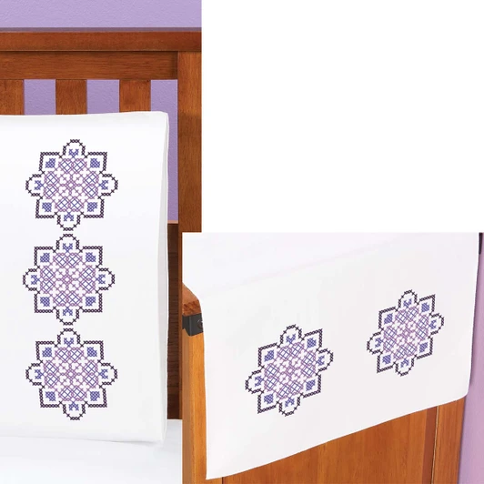 Lavender Lace Pillowcase Pair or Dresser Scarf Thread Kit