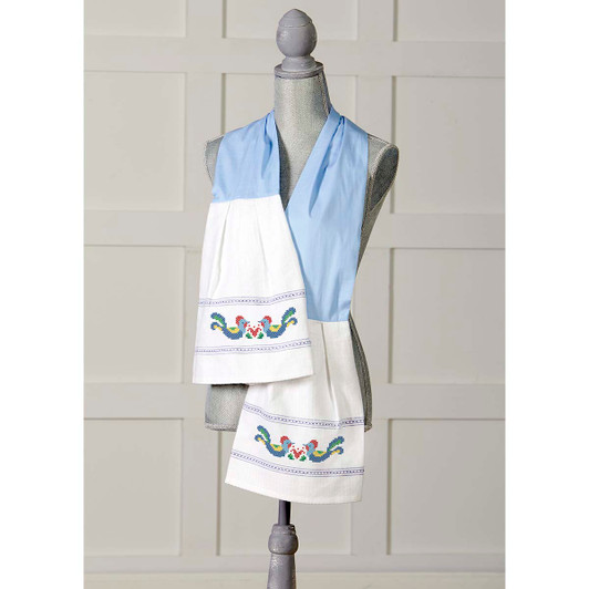 Herrschners Chicken Folk Kitchen Scarf Stamped Cross-Stitch Kit