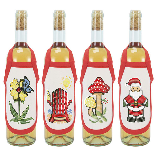 Herrschners Four Seasons Bottle Aprons Stamped Cross-Stitch