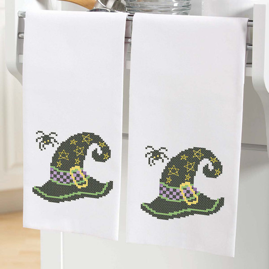 Herrschners Witchy Fun Towel Pair- October Stamped Cross-Stitch