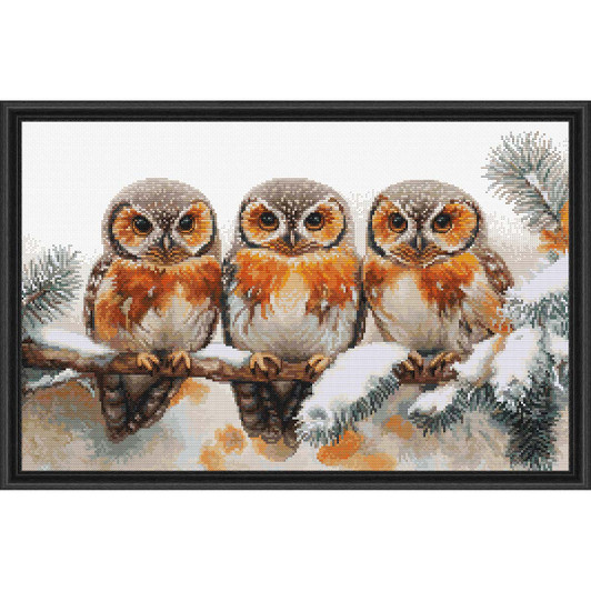 Luca-S Owls in the Silence of Winter Kit & Frame Counted Cross-Stitch