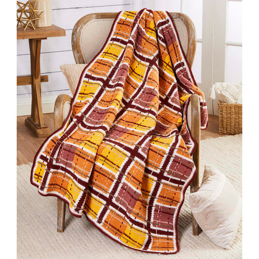 Herrschners Fireside Plaid Afghan Crochet Kit
