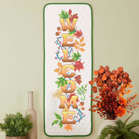 Herrschners Autumn Welcome Wall Hanging Stamped Cross-Stitch Kit