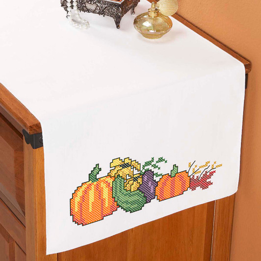 Herrschners Fall Fancy Dresser Scarf Stamped Cross-Stitch