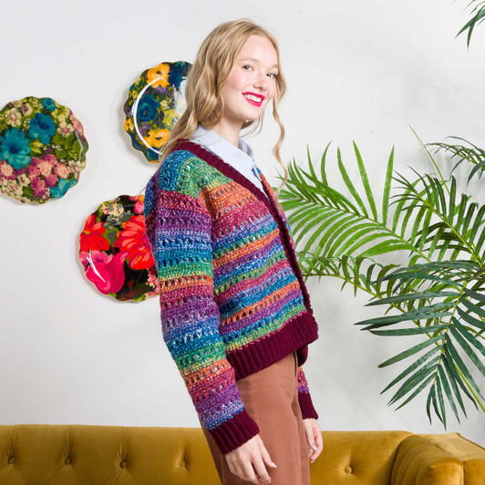 Red Heart Airy Stripes Cardigan Crochet Kit