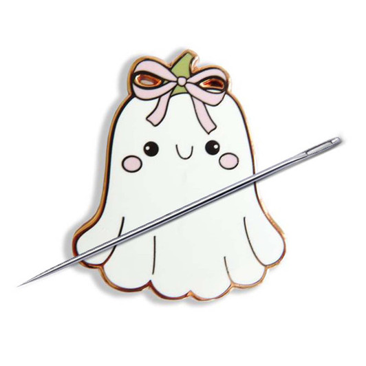 Letistitch Boo- The Ghost with the Pink Bow Needle Minder Accessory