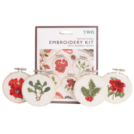 Festive Flora Hoops Stamped Embroidery Kit