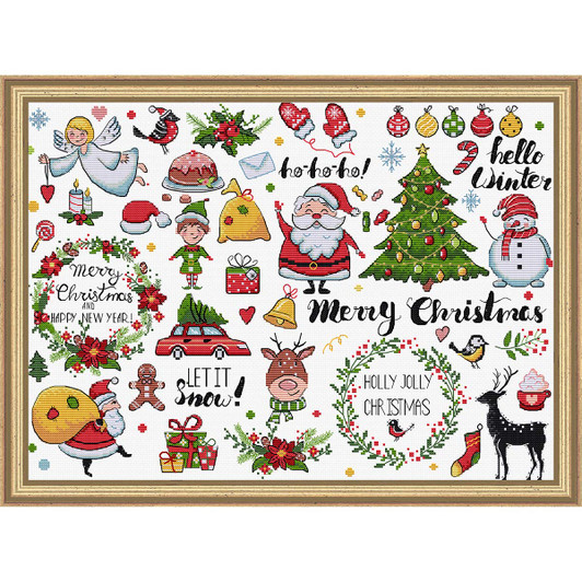Letistitch Christmas Sampler Kit & Frame Counted Cross-Stitch