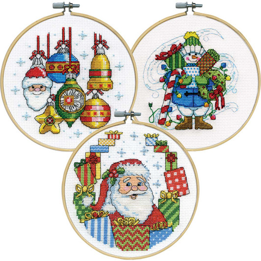 Design Works Festive Hoops Set Counted Cross-Stitch Kit