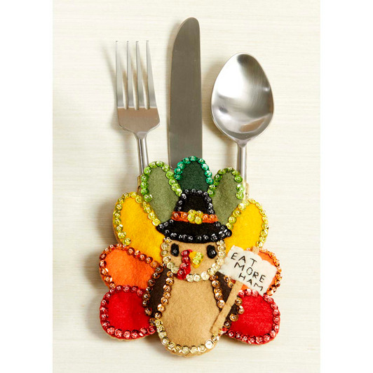 Herrschners Turkey Trot Silverware Pockets Felt & Sequin Kit Herrschners Turkey Trot Silverware Pockets Felt & Sequin Kit