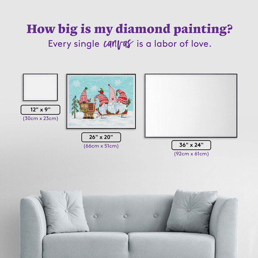 Diamond Art Club Elf Gnome Trio with Reindeer Diamond Painting