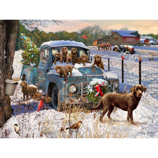 Vermont Christmas Company Christmas Puppies Jigsaw Puzzle