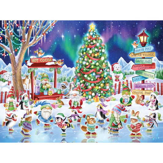 Vermont Christmas Company Holiday Skating Jigsaw Puzzle