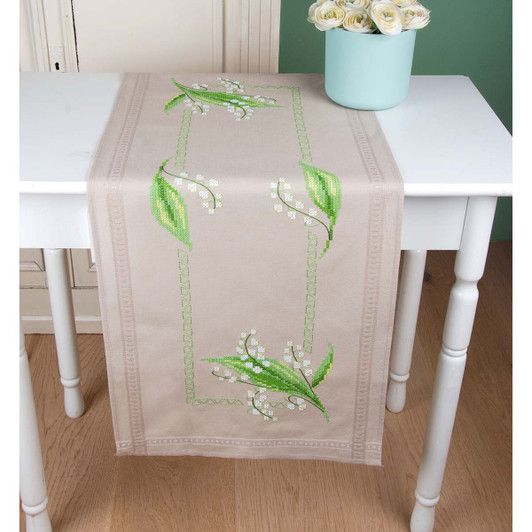 Vervaco Lily of the Valley Table Runner Stamped Cross-Stitch Kit