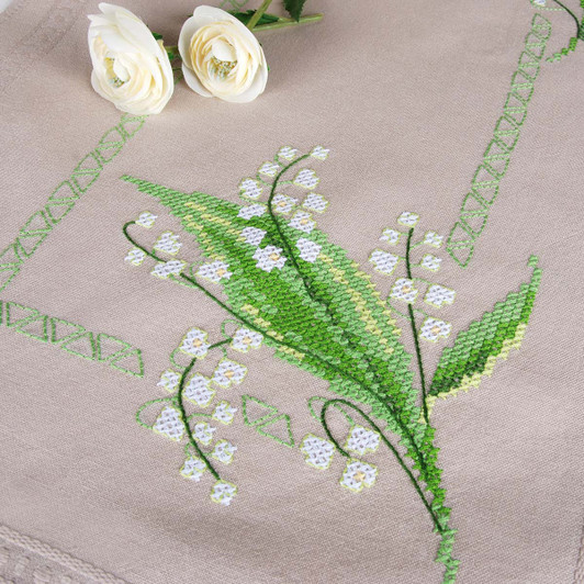 Vervaco Lily of the Valley Table Runner Stamped Cross-Stitch Kit