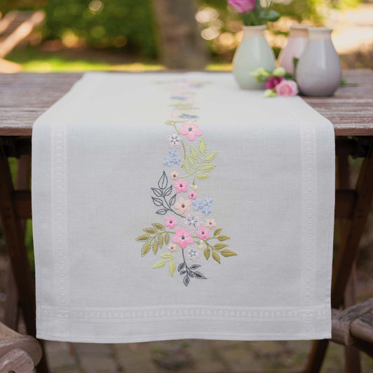 Vervaco Flowers & Leaves Table Runner Stamped Embroidery Kit
