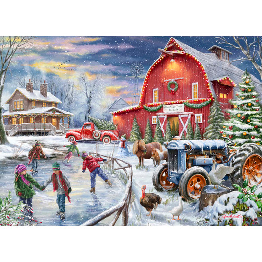 Vermont Christmas Company Barnyard Christmas Jigsaw Puzzle