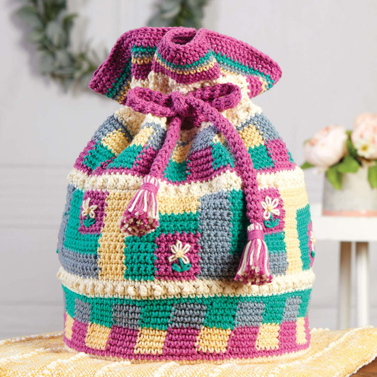 Willow Yarns Patchwork Drawstring Bag Crochet Kit