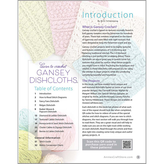 Annie's Learn to Crochet Gansey Dishcloths Crochet Book