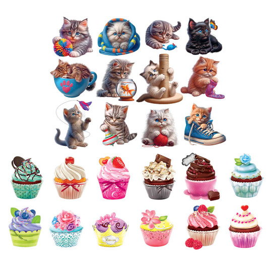 Rose Art Cupcakes & Kittens Mini Shaped, Set of 2 Jigsaw Puzzle