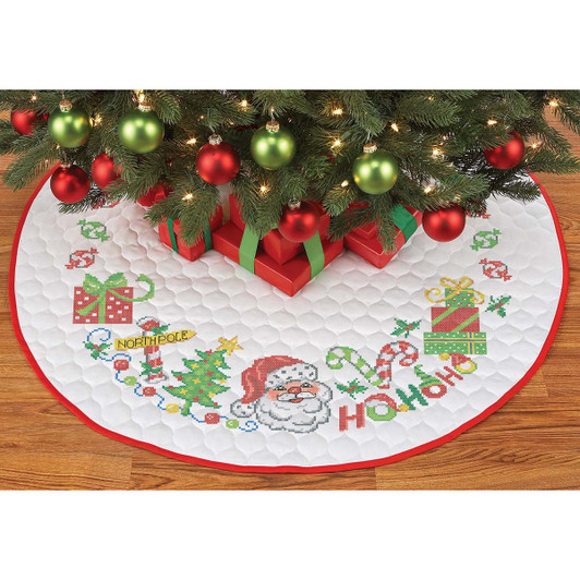 Herrschners Ho Ho Ho Tree Skirt Stamped Cross-Stitch Kit