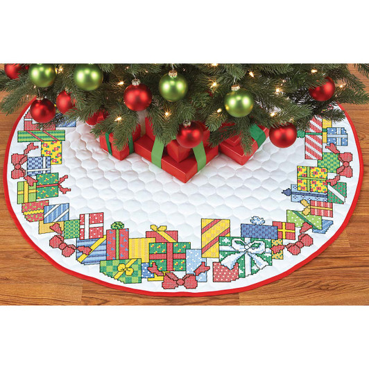 Herrschners So Many Gifts Tree Skirt Stamped Cross-Stitch