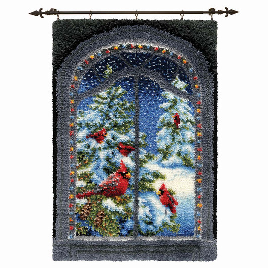 Herrschners Winter Cardinal Window Kit & Hanger Latch Hook Kit