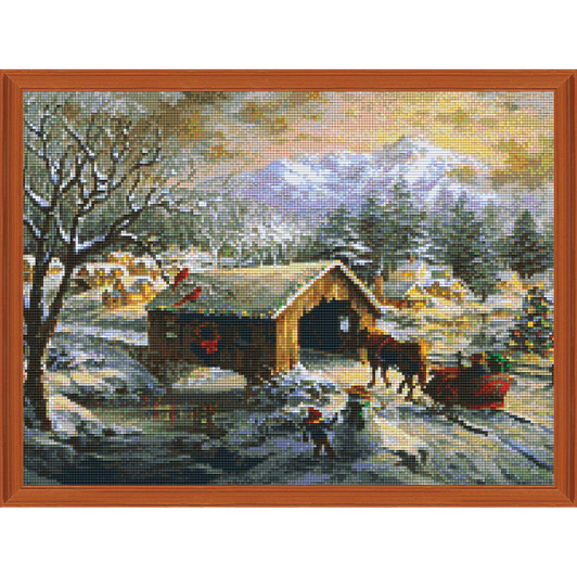 PixelHobby Covered Bridge in Winter Kit & Frame Mosaic Art Kit