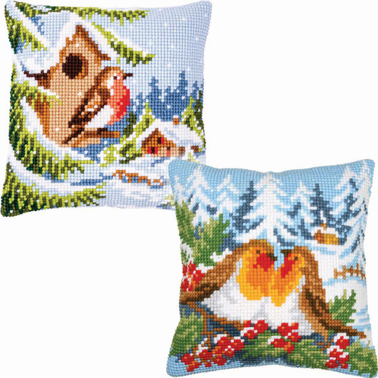 Vervaco A Blush of Robins Cushion Set Needlepoint Kit