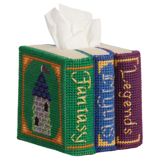 Herrschners Myths & Legends Book Stack Tissue Box Plastic Canvas Kit