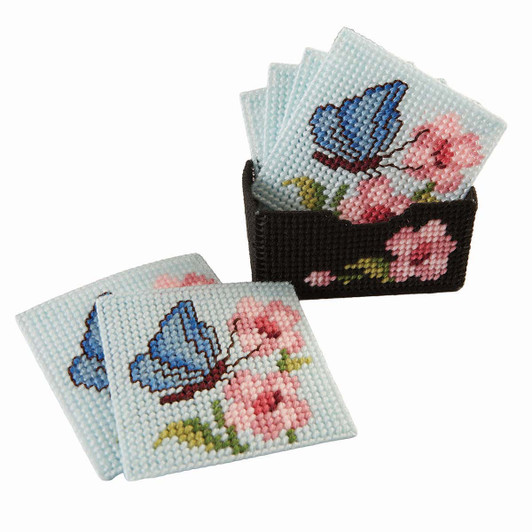 Herrschners Sakura Coasters with Holder Plastic Canvas Kit