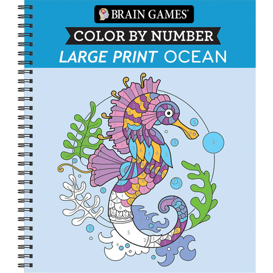 Brain Games Large Print Ocean Color by Number Coloring Book