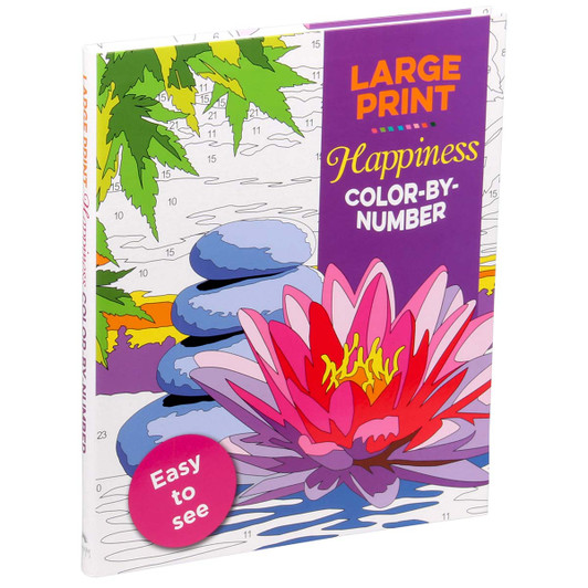 Large Print Happiness Color by Number Coloring Book