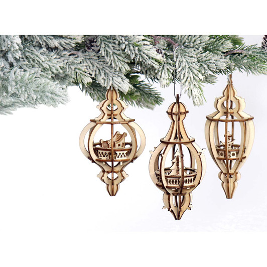 Tiny Treehouses Christmas Baubles Happy Holidays Treehouse Model - Wood