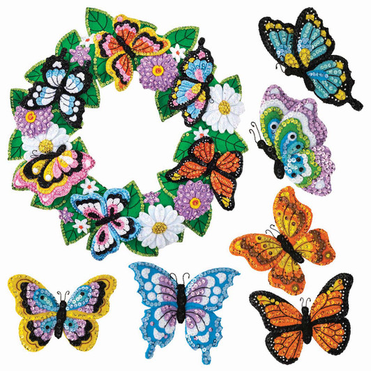 Bucilla Butterfly Garden, Set of 2 Felt & Sequin Kit