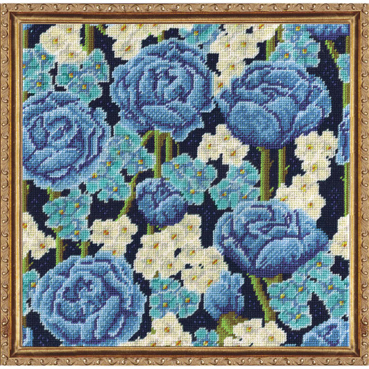 Design Works Blue Roses Needlepoint Kit