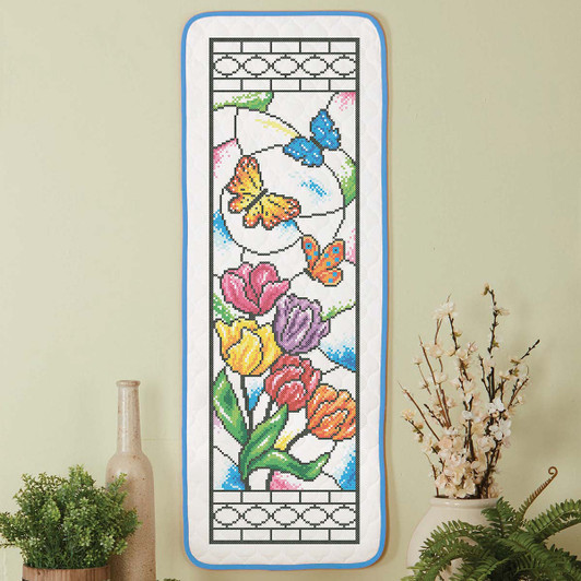 Herrschners Spring Breeze Stained Glass Wall Hanging Stamped Cross-Stitch Kit