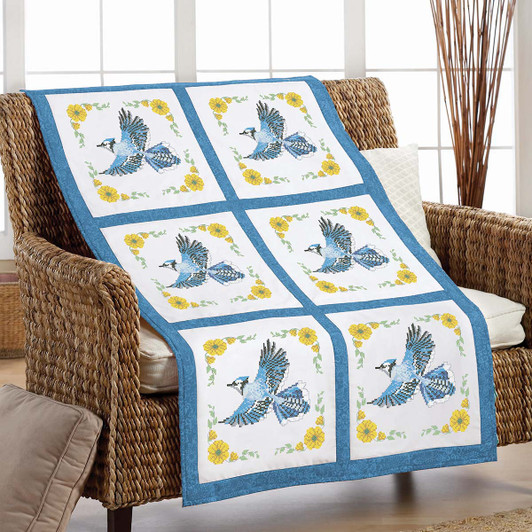 Herrschners Backyard Blue Jay Quilt Blocks Stamped Cross-Stitch
