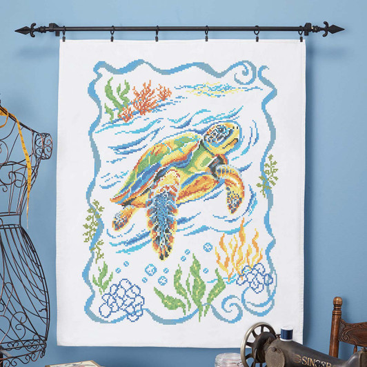 Herrschners Wanderer of the Sea Lap Quilt Top Stamped Cross-Stitch Kit