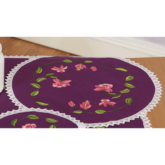 Herrschners Fuchsia Doily II Stamped Embroidery Kit