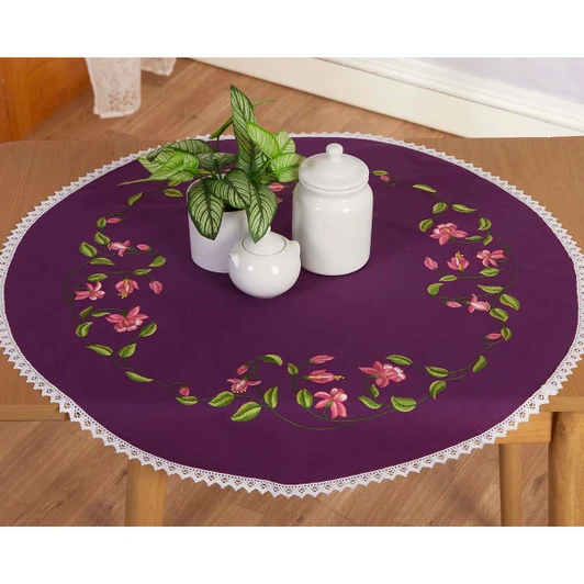 Herrschners Fuchsia Table Topper Stamped Embroidery Kit