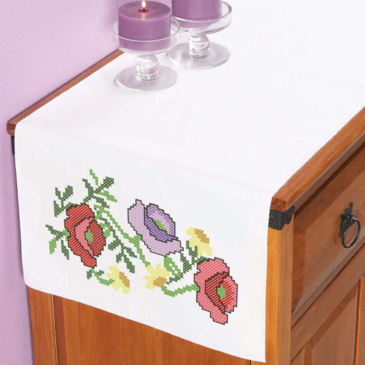 Herrschners Harmony Dresser Scarf Stamped Cross-Stitch