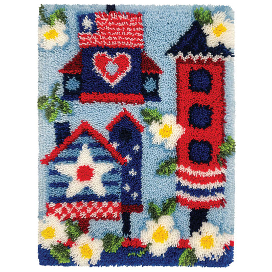 Herrschners Patriotic Birdhouses Latch Hook Kit