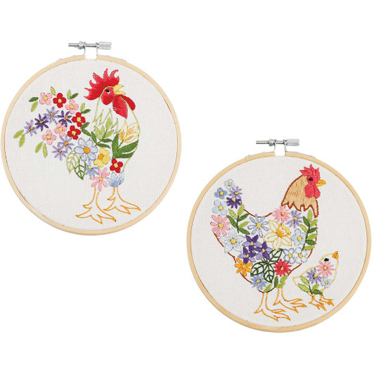 Herrschners Floral Flock Hoop Set Stamped Embroidery Kit