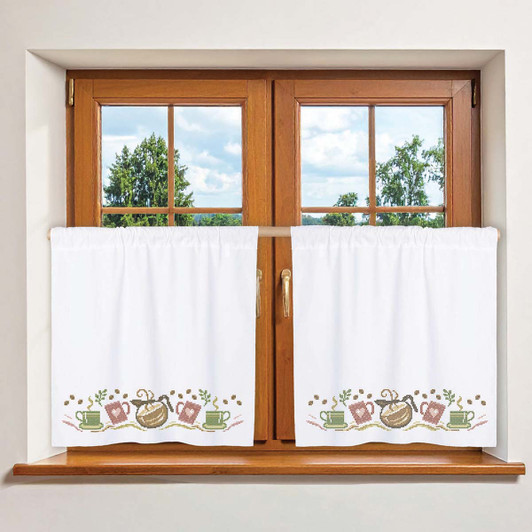 Herrschners Perky Morning Cafe Curtains Thread Kit