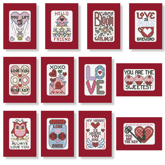 Herrschners Happy Valentine's Day Greeting Cards Counted Cross-Stitch Kit
