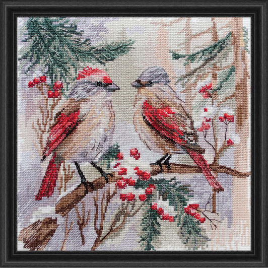 Abris Art Chittering About Winter Kit + Frame Counted Cross-Stitch Kit